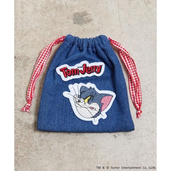ポーチ FLAPPER フラッパー:トムとジェリー デニムアップリケ巾着ポーチ レディース メンズ