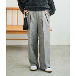 パンツ ヘリンボーンタックワイドパンツ レディース