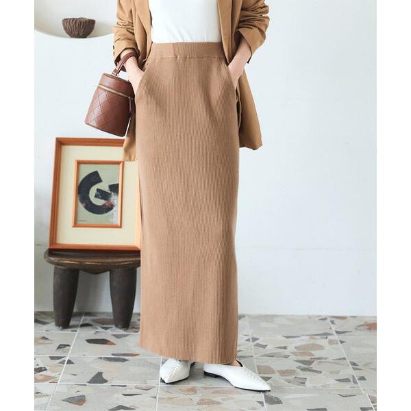 スカート 「 選べるサイズ 丈 」 アンチピリングリブニットスカート
