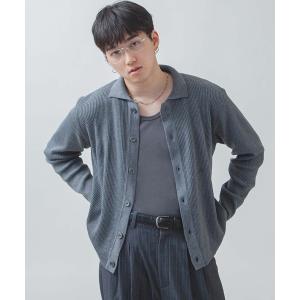 カーディガン 「White Line」 リブ ニット シャツカーディガン / 短丈 ニット メンズ レディース