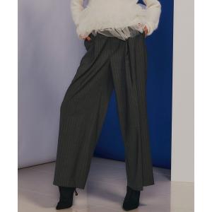 パンツ ウールストライプタックパンツ レディース