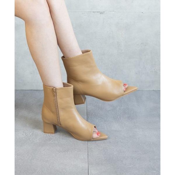 ブーツ ヒールオープントゥブーツ レディース