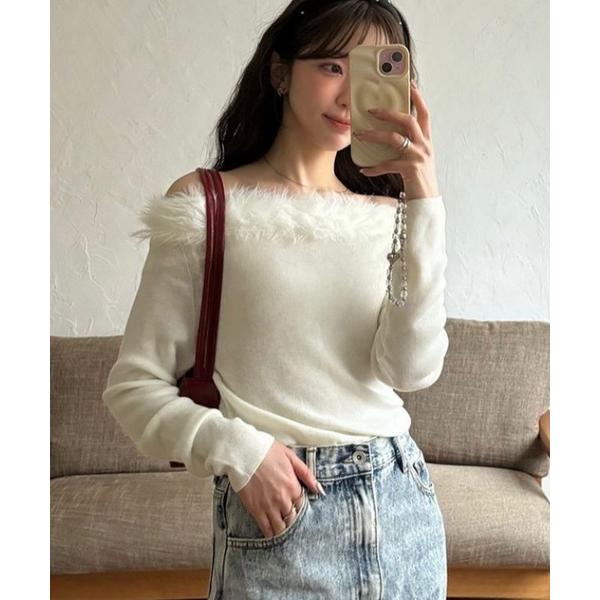 ニット セーター 2WAYファーアイレットニット レディース