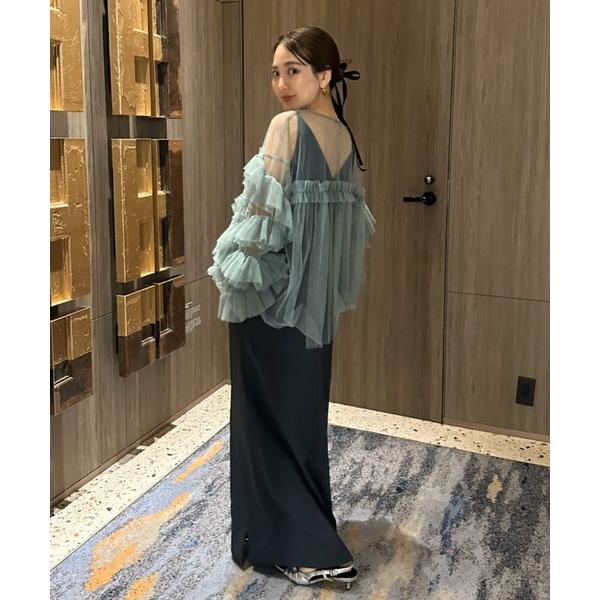 ドレス 「2点セットアイテム」 カッティングカーブドレス・デコラティブチュールトップス / cutt...