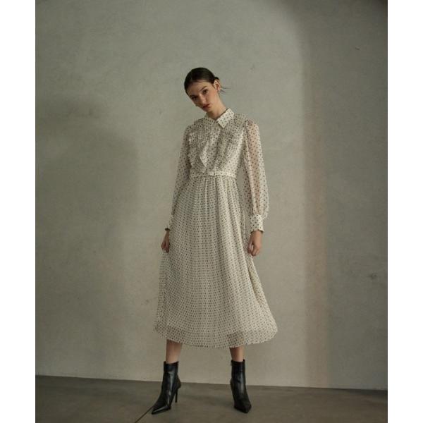 ワンピース Chiffon dot pleated dress シフォンドットプリーツワンピース