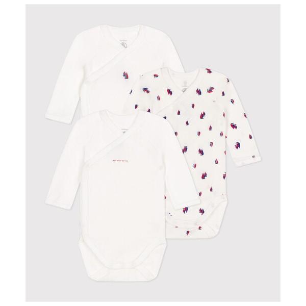 ベビー服 ロンパース 長袖合わせボディ３枚組
