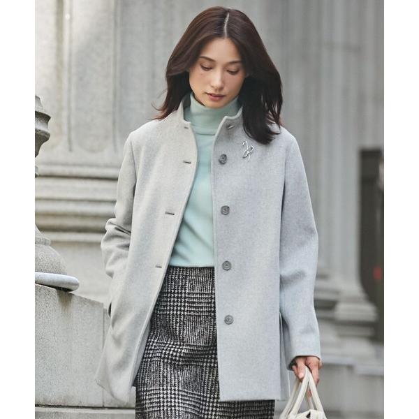 コート アウター ショートビーバー ボトルネック コート レディース