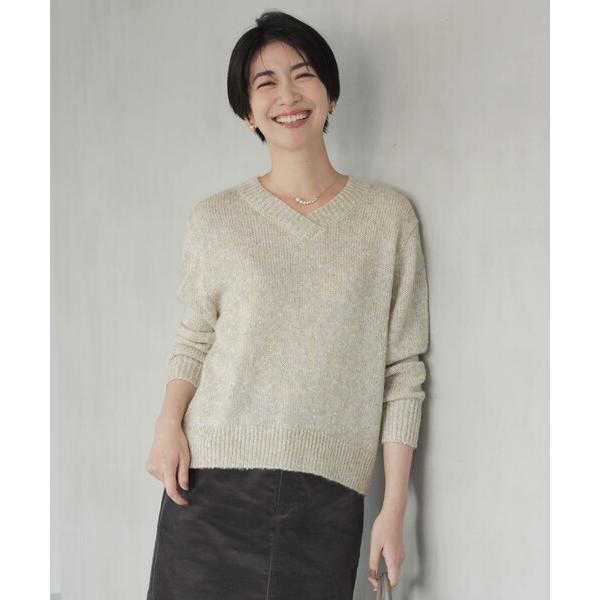 ニット セーター 「洗える」WARMY LUREX Vネック ニット レディース