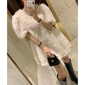 ドレス YUGA_YGMC Vネック ボアミニドレス