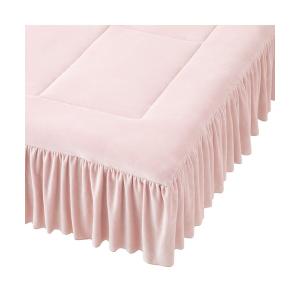 ベッド 寝具 WARMY アルガンオイル加工 フリル ベッドパッド ダブル ピンク