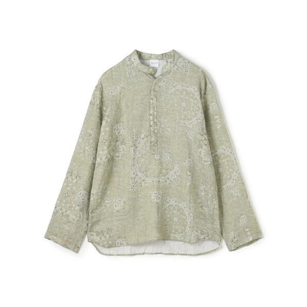 シャツ BAGUTTA リネン スタンドカラープルオーバーシャツ メンズ