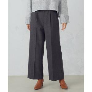 パンツ シャンブレー センタープレス ワイドパンツ レディース