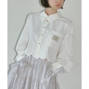 ブラウス シャツ スカラップドシャツ レディース