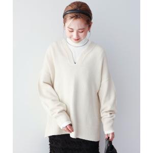 ニット セーター カーブVネックニットプルオーバー レディース