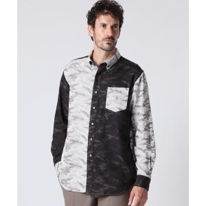 シャツ カモフラジャガード パネルシャツ メンズ