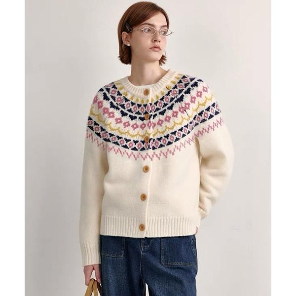 カーディガン フェアアイル柄 ウールニットカーディガン FQ24S196「Fano Studios」...