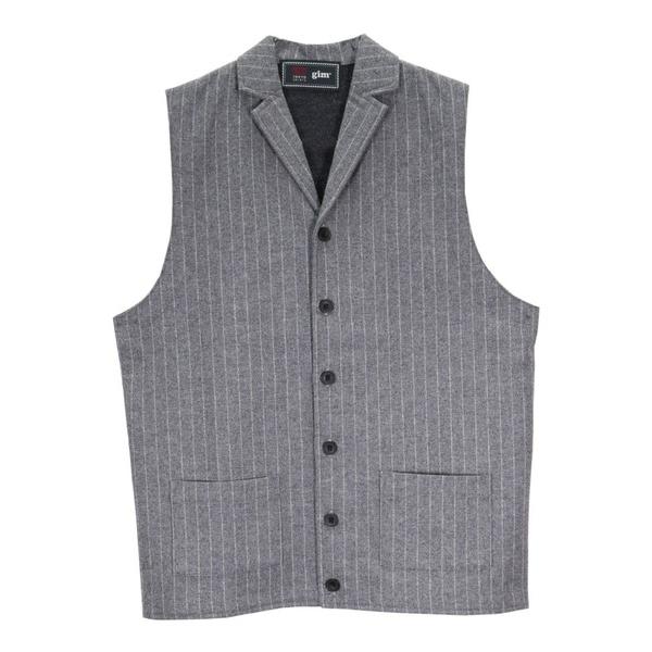 ベスト ジレ 「東京シャツ×gim(R) 」前身布帛ラペル メンズニットジレ チョークストライプ メ...