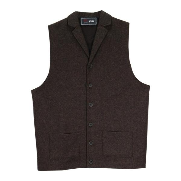 ベスト ジレ 「東京シャツ×gim(R) 」前身布帛ラペルメンズニットジレ 無地 メンズ