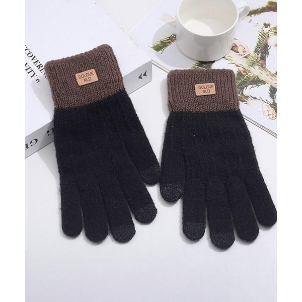 手袋 「M2SUQARED/エムツースクエア」ロゴニット手袋/グローブ/2トーン /スマホ対応/ユニ...