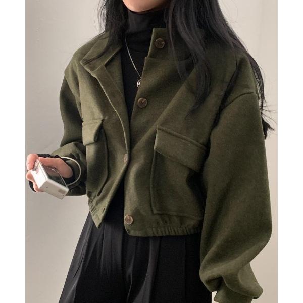 ブルゾン アウター オーバーサイズ ショート丈 スタンドカラーブルゾン レディース