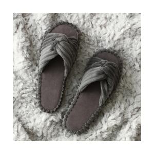 スリッパ 太畝 ルームシューズ グレー