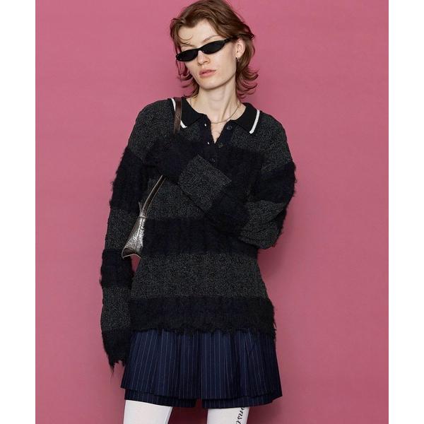 ニット セーター Cable Knitting Border Rugger Knit Tops/ケー...