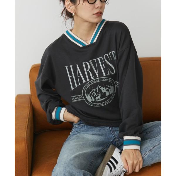 トレーナー スウェット リブラインVネックスウェットプルオーバー レディース