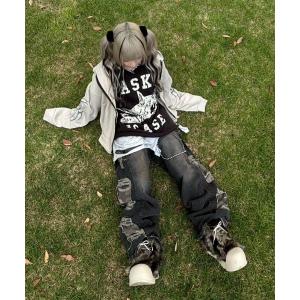 ジーンズ 「Never mind the XU」camouflage side damage denim pants / 「ネバーマインド ザ エック
