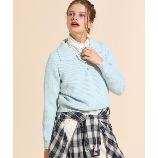 ニット セーター 襟付きゴールドボタンニット レディース