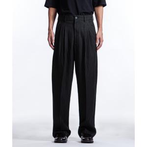 スラックス 「White Line」 ピンストライプ ワイド スラックス メンズ レディース