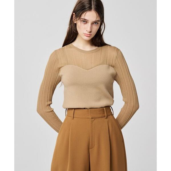 ニット セーター シルキーニット コンビトップス（uncrave WHITE） レディース