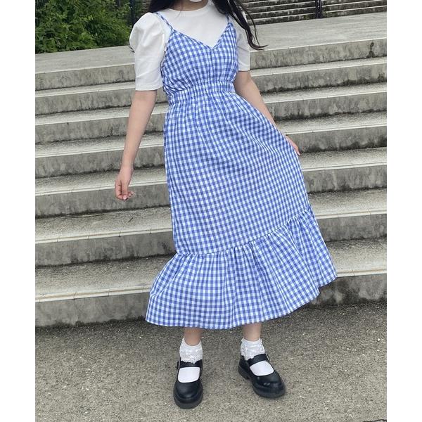 ワンピース フレンチガーリーギンガムワンピース