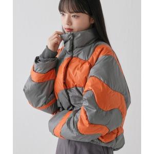 ダウンコート ダウンジャケット 「 ZOZOランキング1位獲得 」ウェーブ バイカラー ダウンジャケット レディース