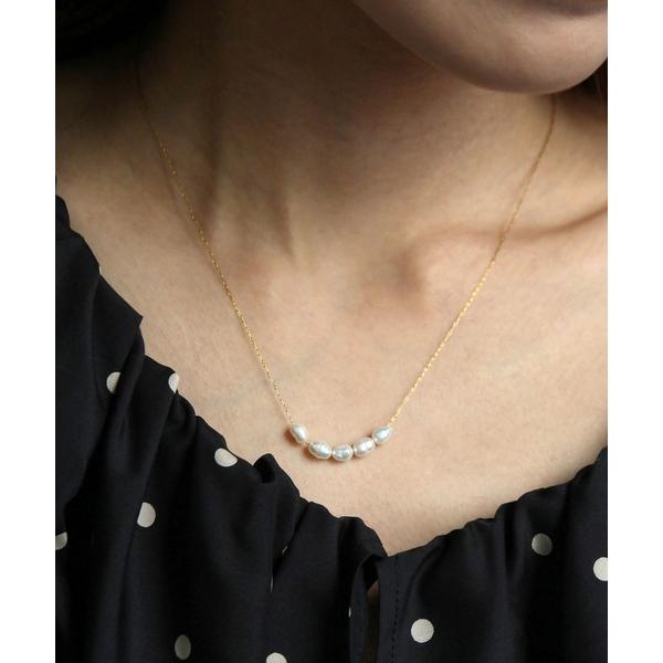 ネックレス 金属アレルギー対応 淡水パール5粒ネックレス レディース