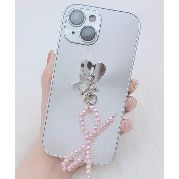 スマホケース ボール リボン チャーム付き メタリック iPhone ケース