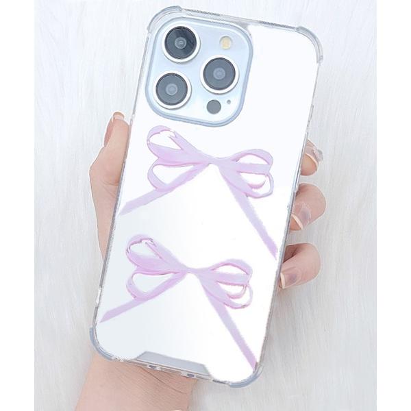 スマホケース ピンク リボン ミラー iPhone ケース