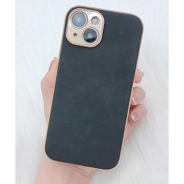 スマホケース レザー調 メタリック フレーム シンプル iPhone ケース