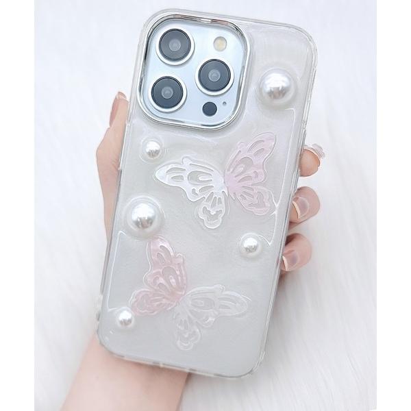 スマホケース バタフライ メニー パール iPhone ケース