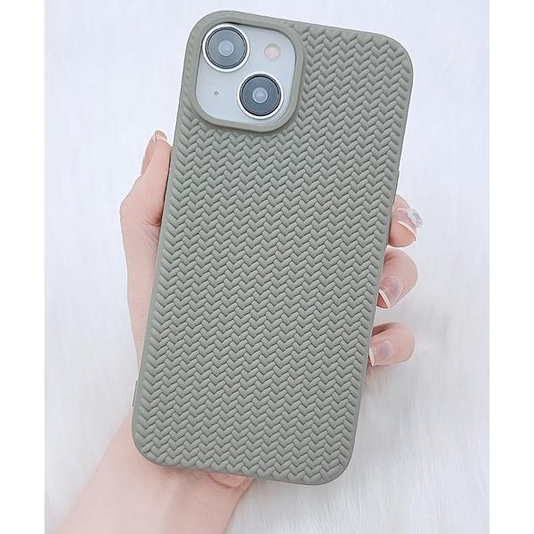 スマホケース ソリッドカラー ケーブル柄 ニット iPhone ケース