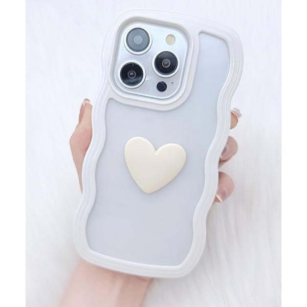 スマホケース ウエーブライン 3D ハート クリア iPhone ケース