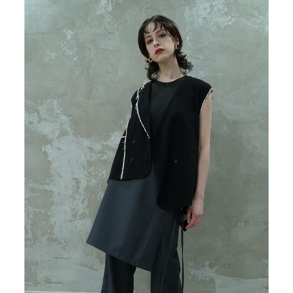 ベスト ジレ 「moyo」アシンメトリー リバシーブルベスト レディース
