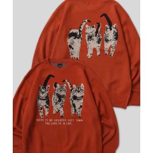セーター ニット Cat ＆ Dog Jacquard Knit Pullover/猫＆犬 オーバーサイズ ジャガード ニット セーター メンズ レデ