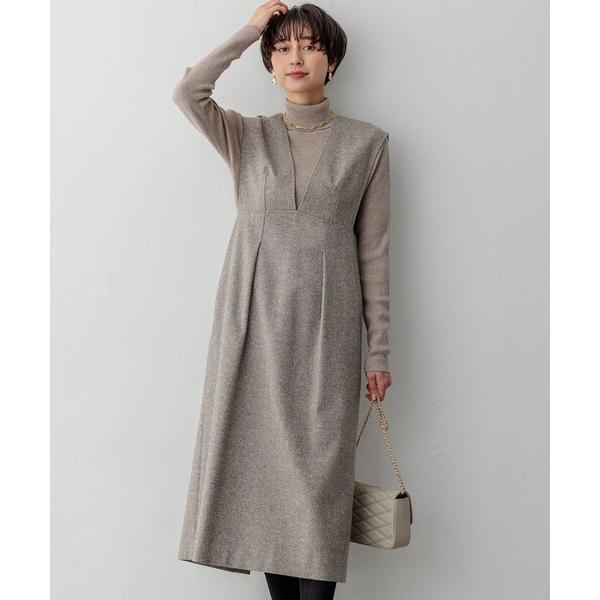 ワンピース シルクネップヘリンボーン オールインワン ワンピース