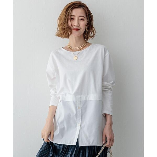 tシャツ 「GLOW10月号掲載/洗える」ナチュラルコットンベアコンビ カットソー レディース