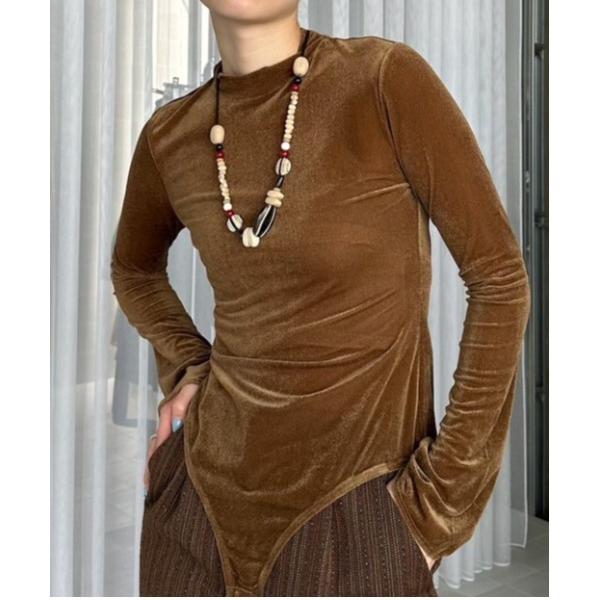 tシャツ UND SIDE SHEER VELOUR BODYSUIT TOP レディース