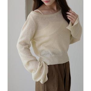 ニット セーター 「apres jour clair」スパンコールラメシアーニット レディース