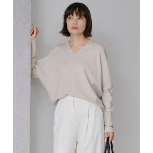 ニット セーター 「洗える」 クロスコンビ Vネックプルオーバー レディース