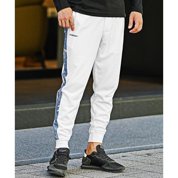 スウェットパンツ ジャージ 「SOMEDIFF」サイドラインスラブデニム切替ジョガーパンツ メンズ ...