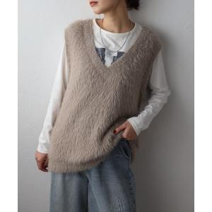 ベスト ジレ Vネックフェザーベスト レディース