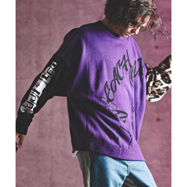 セーター ニット mn3040- Switching pattern oversized sweat...